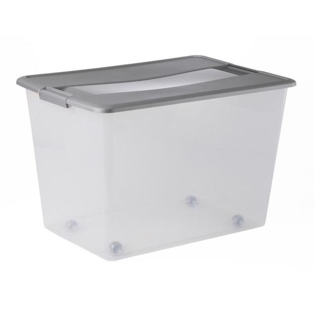 3234530003621 - Kliker - Boite transparente avec couvercle argent + roulettes