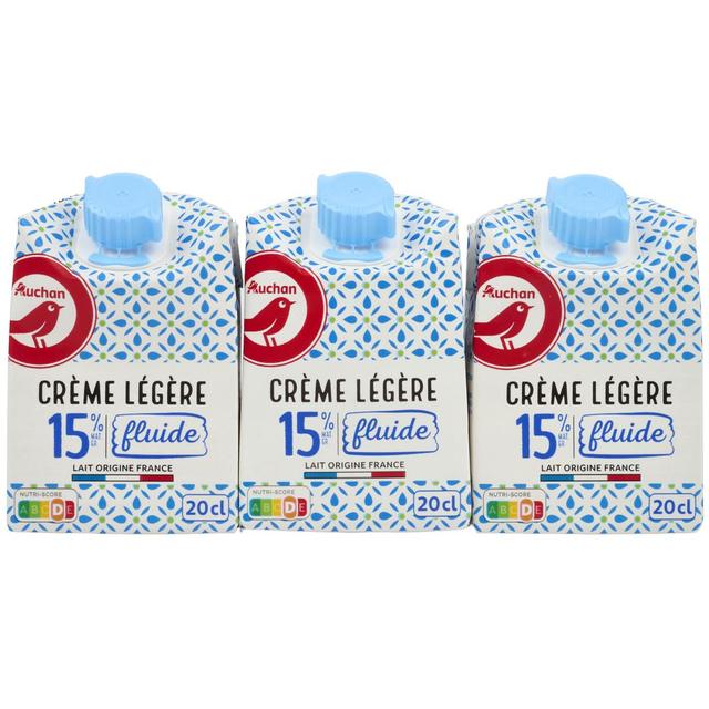3254560223721 - Auchan - Crème fluide légère 15%mg UHT