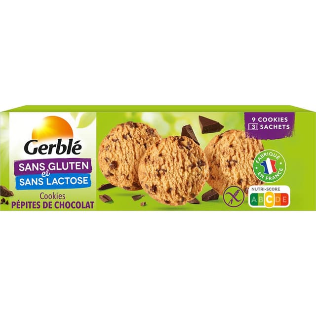 3700211234221 - Gerblé Sans Gluten Sans Lactose - 9 Cookies pépites de chocolat sans gluten et sans lactose