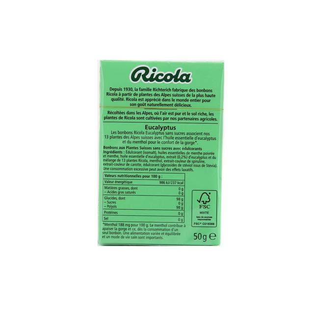 7610700015421 - Ricola - Bonbons aux plantes suisses sans sucre eucalyptus