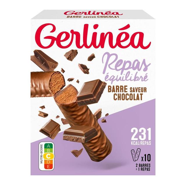 3175681186521 - Gerlinéa - 10 Barres repas saveur chocolat -40% de sucres en moins