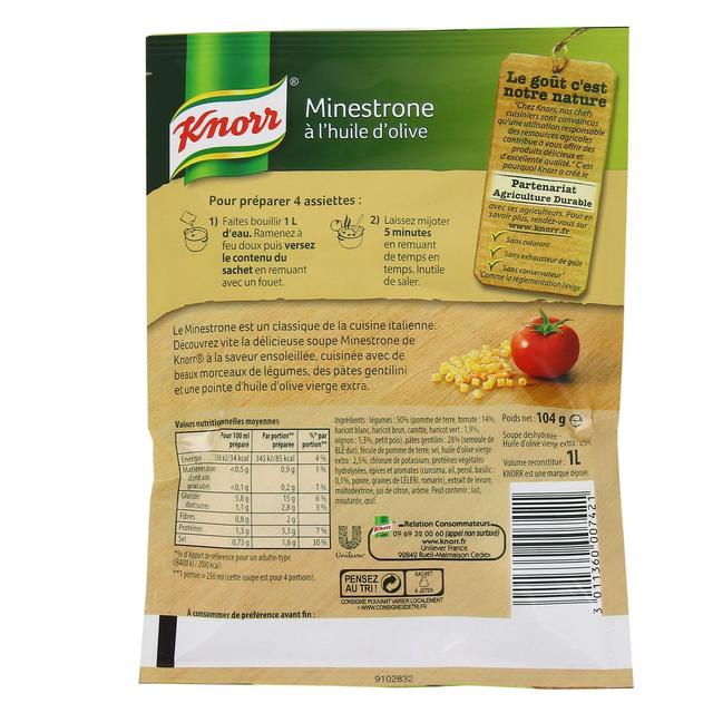 3011360007421 - Knorr - Soupe Minestrone à l'Huile d'Olive déshydratée