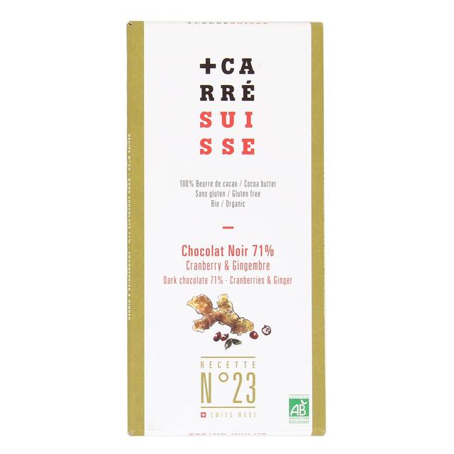 3760231780122 - Carré Suisse - Chocolat Noir Bio 71% - Cranberry & Gingembre- N°23