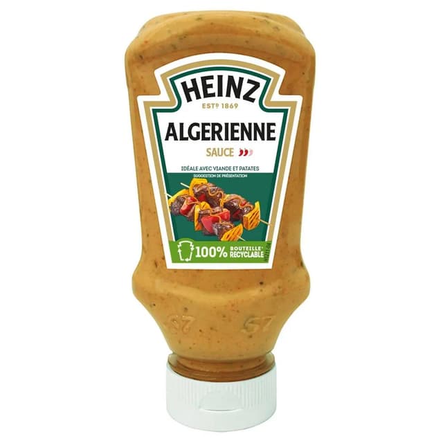 5000157140722 - Heinz - Sauce algérienne piquante sucrée en flacon souple Squeeze Top Down