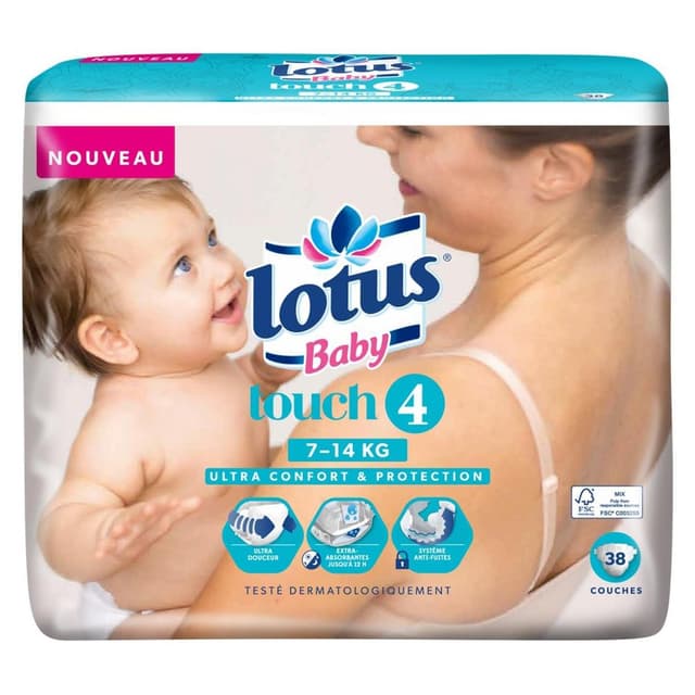 7322540852622 - Lotus Baby Touch - Couches bébé taille 4 7-14 kg natural touch
