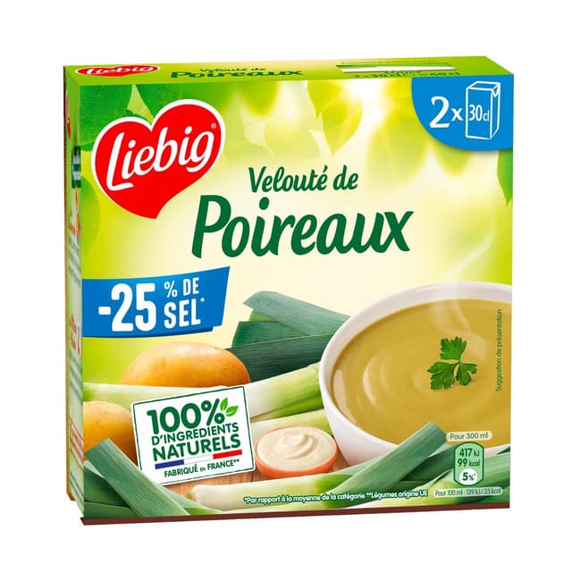 3036815474122 - Liebig - Velouté de Poireaux et Epinards Soupe liquide en brique individuelle