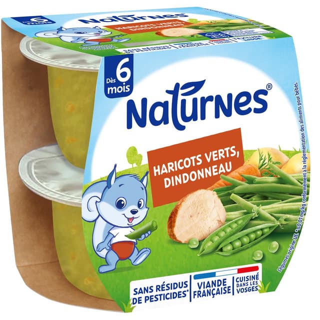 8445291095922 - Naturnes® - Haricots Verts Dindonneau Coupelles Bébé Dès 6 mois