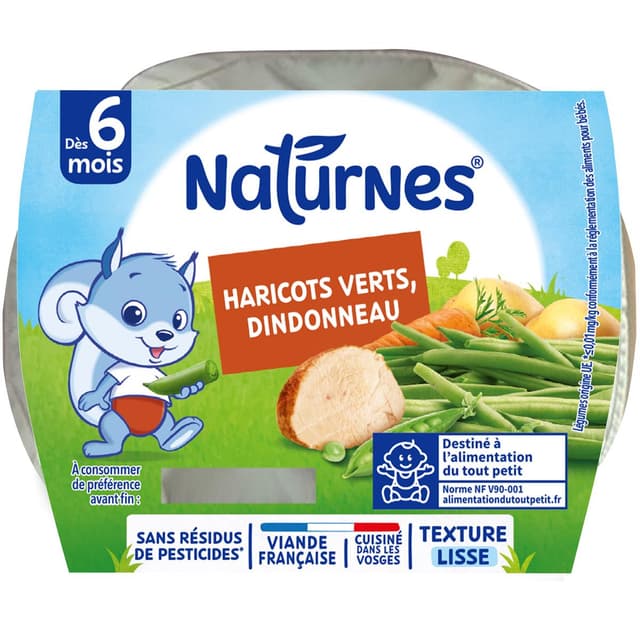 8445291095922 - Naturnes® - Haricots Verts Dindonneau Coupelles Bébé Dès 6 mois
