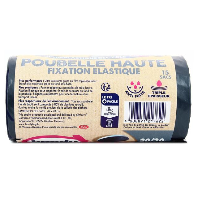 4008871217622 - Handy Bag - Sacs poubelle pour poubelle haute 20-30L - Fixation élastique