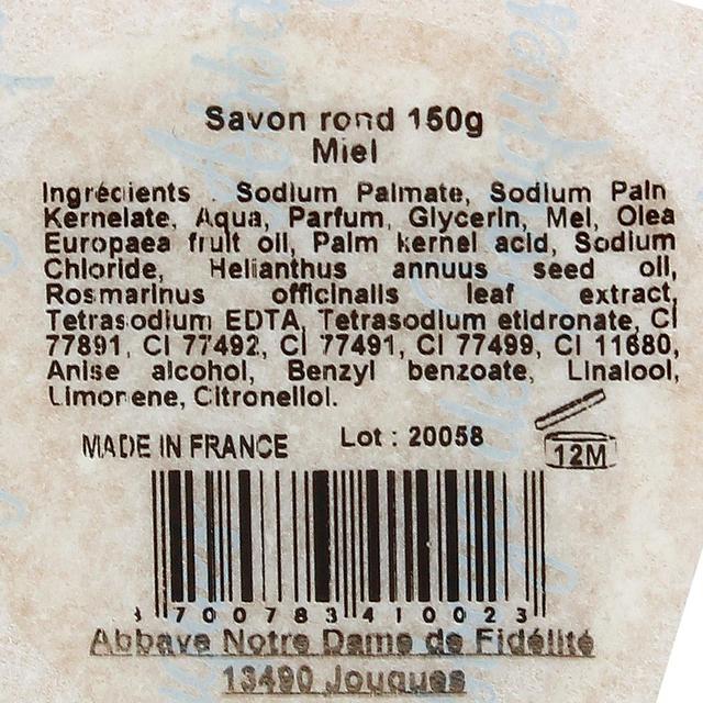 3700783410023 - Abbaye Notre Dame de Fidélité de Jouques - Savon au miel et à l'huile d'olive
