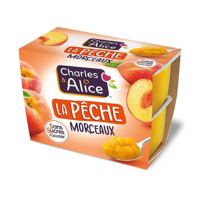 3297760092223 - Charles et Alice - Pêche morceaux sans sucre ajouté