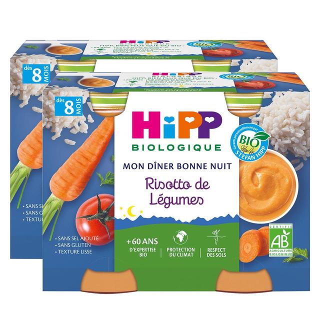 2050000394423 - Hipp - Mon Dîner Bonne Nuit - Risotto de Légumes Bio Pot Bébé Dès 8 mois
