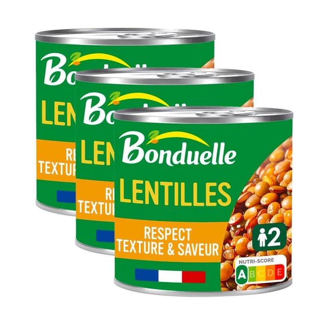 3083681085891 - Bonduelle - Lentilles Cuites Vapeur dans très peu de jus en conserve