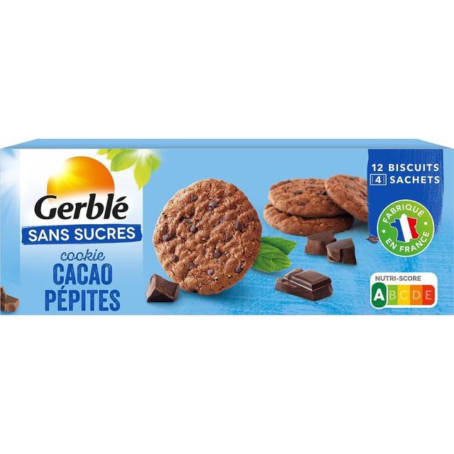 3175681105423 - Gerblé Sans Sucres - 12 Cookies Cacao Pépites de Chocolat Sans Sucres