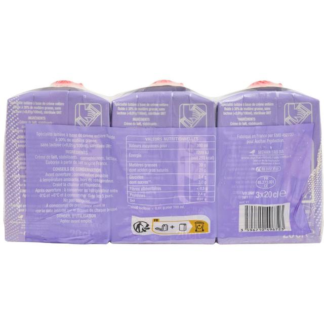 3596710496723 - Auchan - Crème fluide entière sans lactose 30%mg UHT