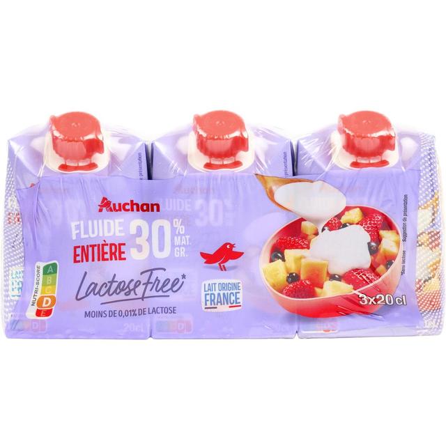3596710496723 - Auchan - Crème fluide entière sans lactose 30%mg UHT