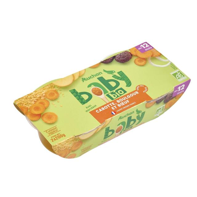 3596710476923 - Auchan Baby Bio - Carotte boulgour et boeuf Bio Bol bébé dès 12 mois