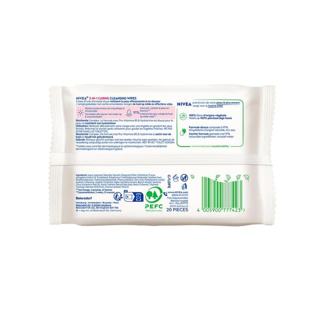 4005900777423 - Nivea - Lingettes démaquillantes visage et yeux peaux sèches