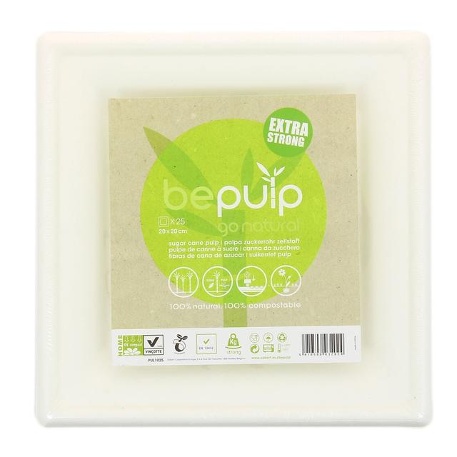 5410508032024 - Be Pulp - 25 assiettes carrées pulpe canne à sucre