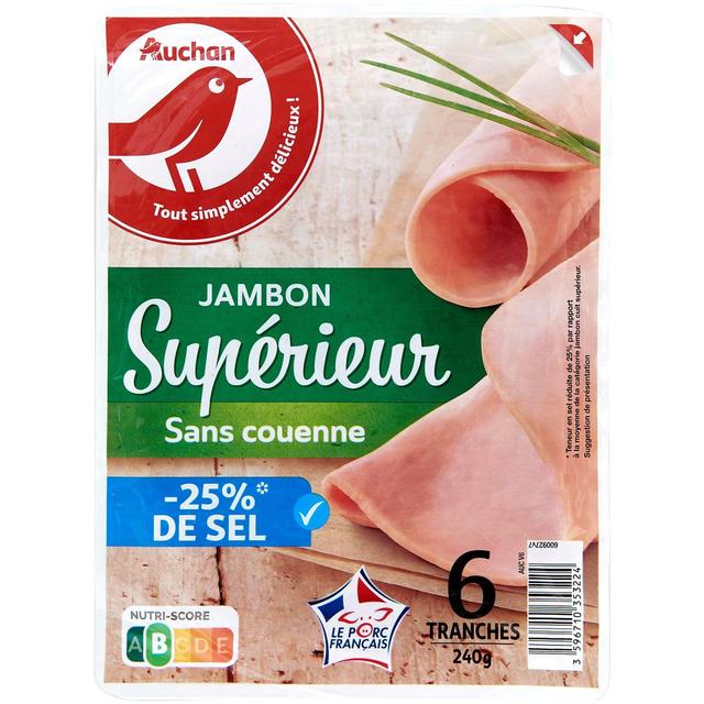 3596710353224 - Auchan - Jambon Supérieur Réduit En Sel