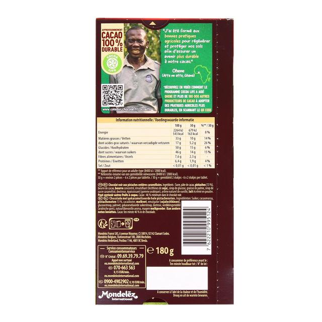 7622210995124 - Côte d'Or - Chocolat noir aux pistaches caramélisées