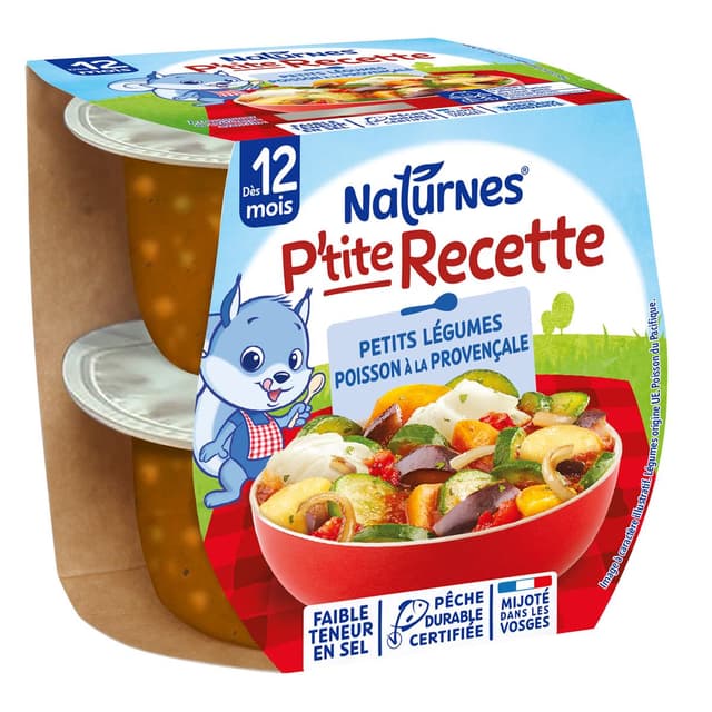 7613287936424 - Naturnes® - P'tite Recette - Petits Légumes Poisson à la Provençale Bol Bébé Dès 12 mois