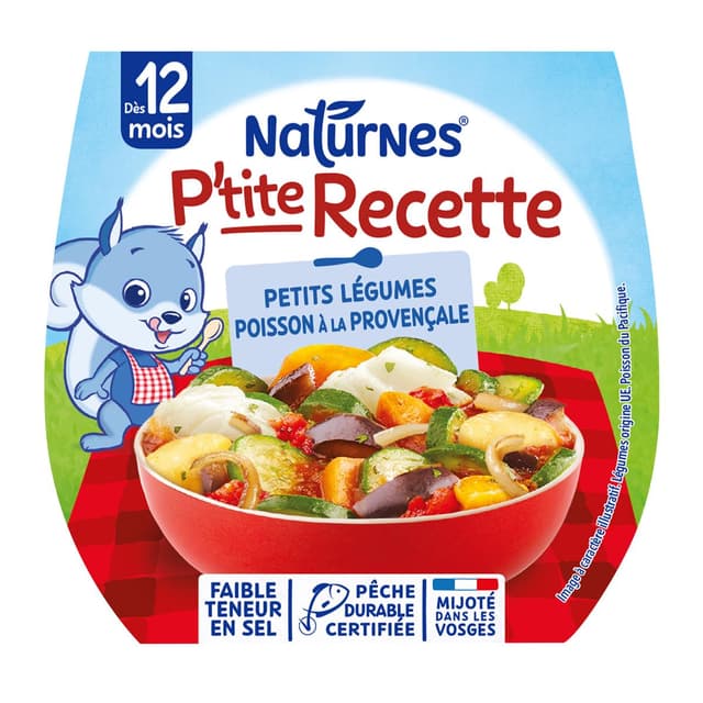 7613287936424 - Naturnes® - P'tite Recette - Petits Légumes Poisson à la Provençale Bol Bébé Dès 12 mois