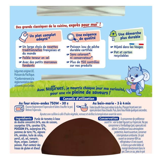 7613287936424 - Naturnes® - P'tite Recette - Petits Légumes Poisson à la Provençale Bol Bébé Dès 12 mois