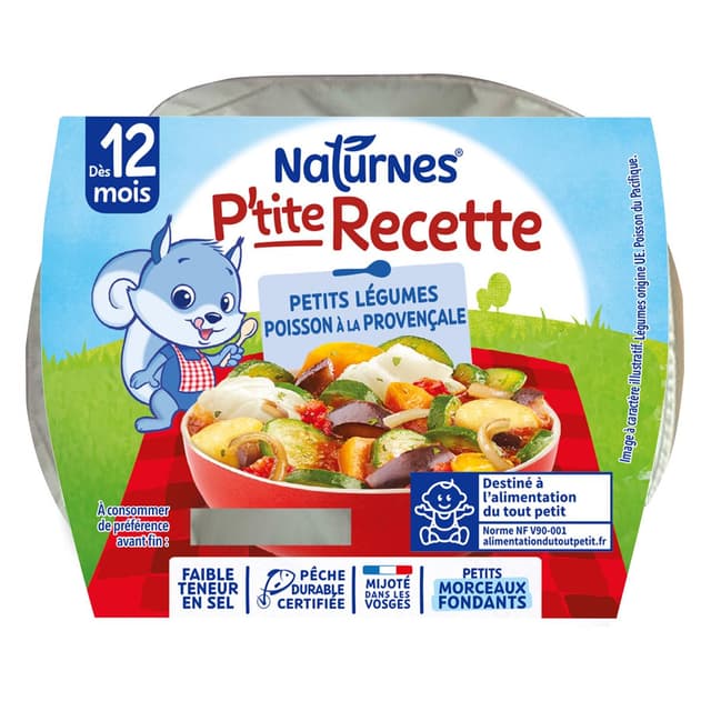 7613287936424 - Naturnes® - P'tite Recette - Petits Légumes Poisson à la Provençale Bol Bébé Dès 12 mois