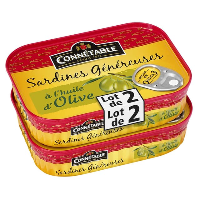 3263670128024 - Connetable - Sardines généreuses à l'Huile d'Olive Vierge Extra en conserve