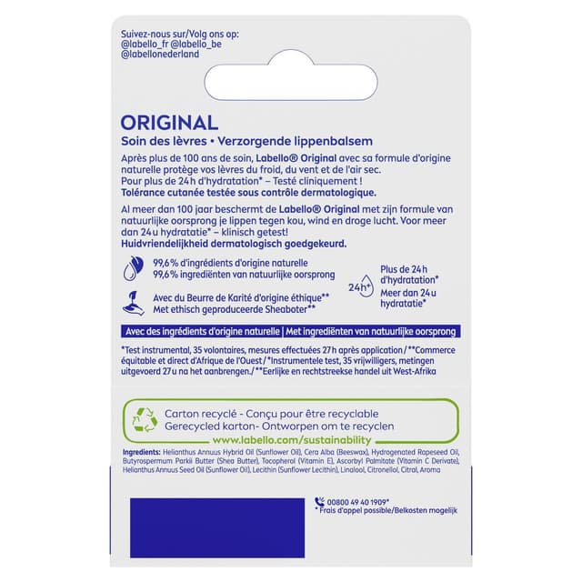 0000042438724 - Labello - Baume à lèvre original aux huiles naturelles