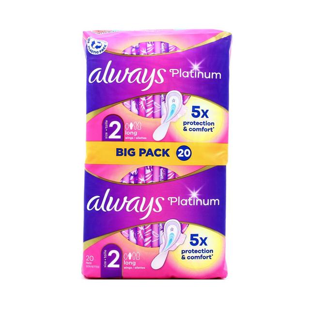 8001090899224 - Always - Serviette Hygiénique Avec Ailettes Platinium Long Taille 2