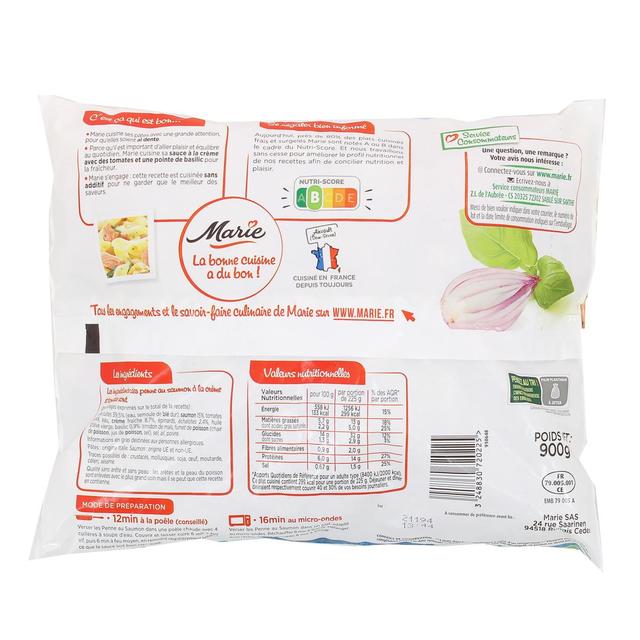 3248830720225 - Marie - Penne au saumon à la crème, tomates et basilic avec des tomates marinées