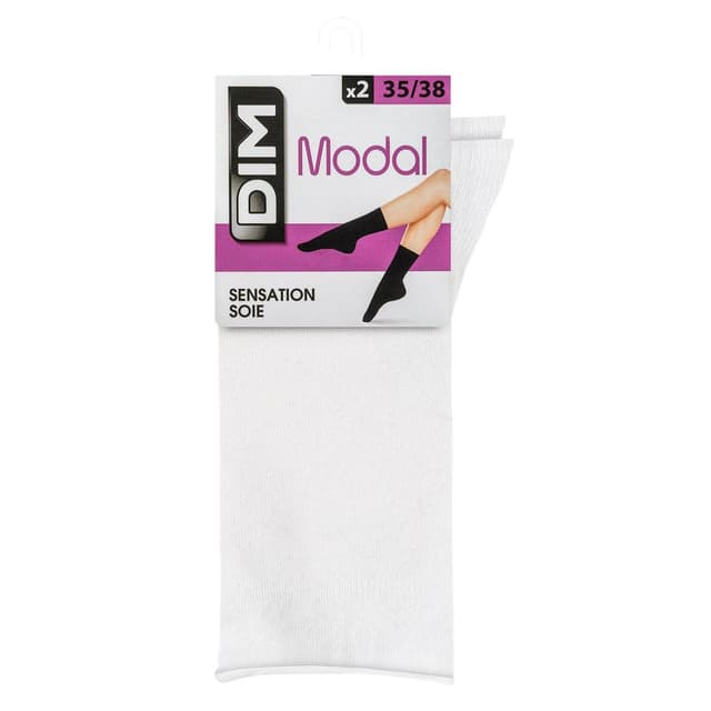 3610860471925 - Dim - 2 Paires de mi Chaussettes Modal Blanches