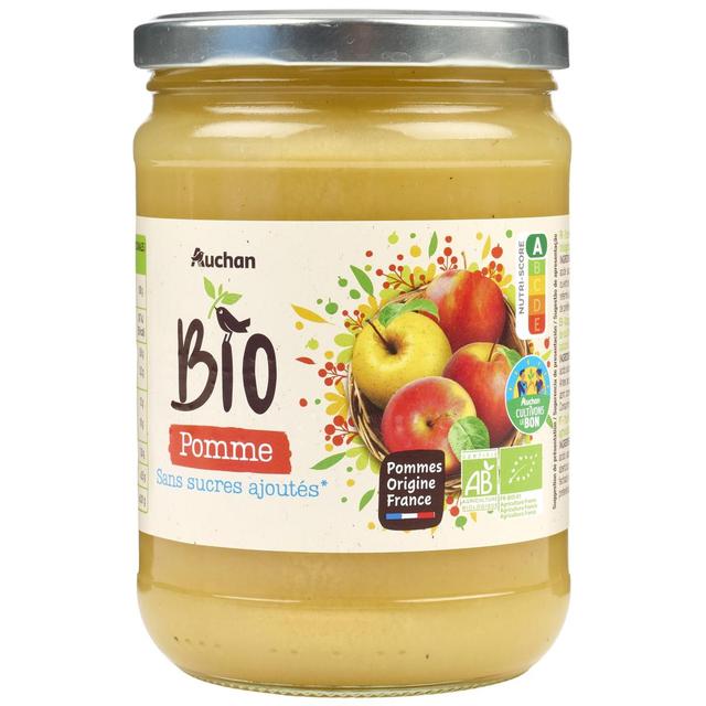 3596710483525 - Auchan BIO - Purée de pomme sans sucres ajoutés en bocal bio