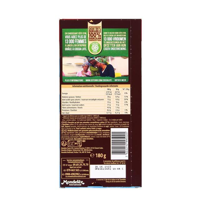 7622210995025 - Côte d'Or - Chocolat au lait pointe de sel et aux amandes caramélisées