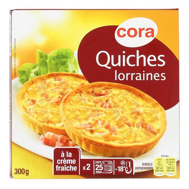3257980018625 - Cora - 2 Mini Quiches Lorraine à la crême fraîche 2x150g