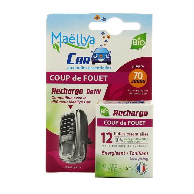 3760084420626 - Maellya - Recharge Bio diffuseur voiture coup de fouet aux huilles essentielles Ecocert