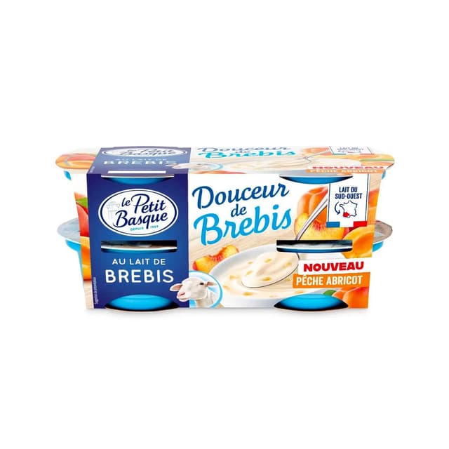 3280241101026 - Le Petit Basque - Yaourt au lait de brebis pêche abricot