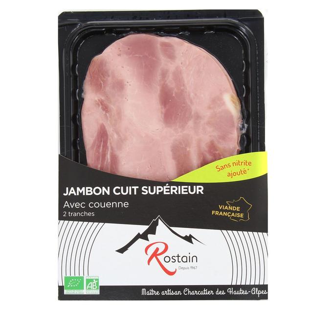 3507170902426 - Rostain - Jambon cuit Bio avec couenne, 90g