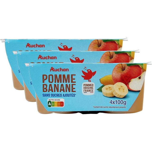 2050000407826 - Auchan - Coupelles compote de pomme banane sans sucres ajoutés