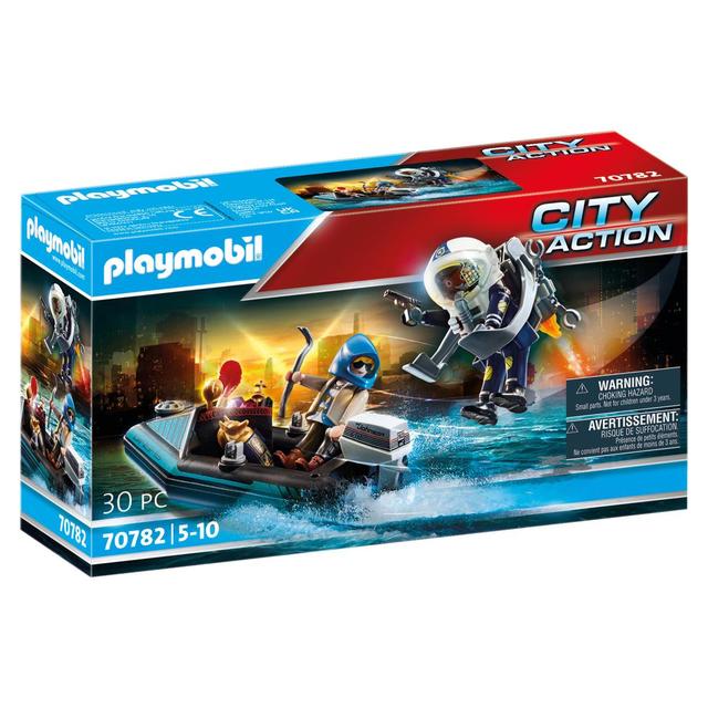 4008789707826 - PLAYMOBIL® City Action - Policier avec réacteur dorsal et canoë