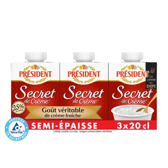 3155250367926 - Président - Crème 25% Légère Semi Epaisse UHT