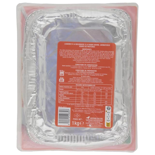 3596710496327 - Auchan - Lasagnes à la Bolognaise