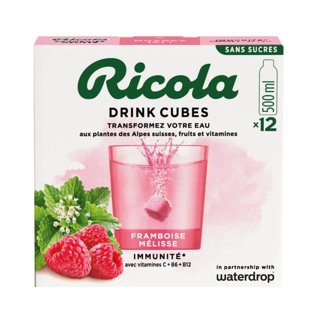 7610700026427 - Ricola - Cubes d'hydratation saveur framboise mélisse - 12 cubes
