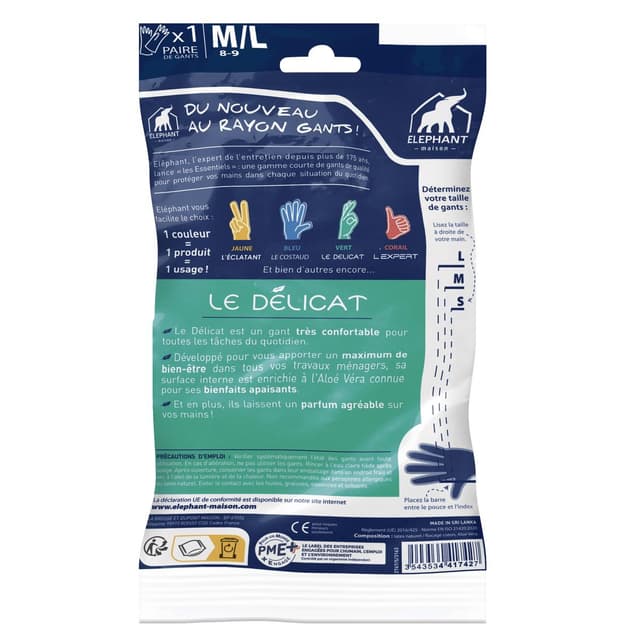 3543534417427 - Elephant - Gants Le Délicat - Quotidien douceur - Taille M/L