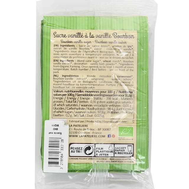 3278584330128 - La Patelière - Sucre vanillé à la vanille Bourbon bio 8x7,5g