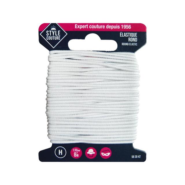 3040695830428 - Style couture - Elastique Rond Blanc 8m