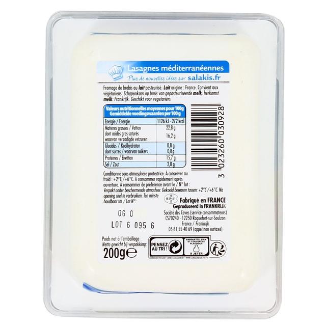 3023260030928 - Salakis - Fromage de Brebis au lait pasteurisé