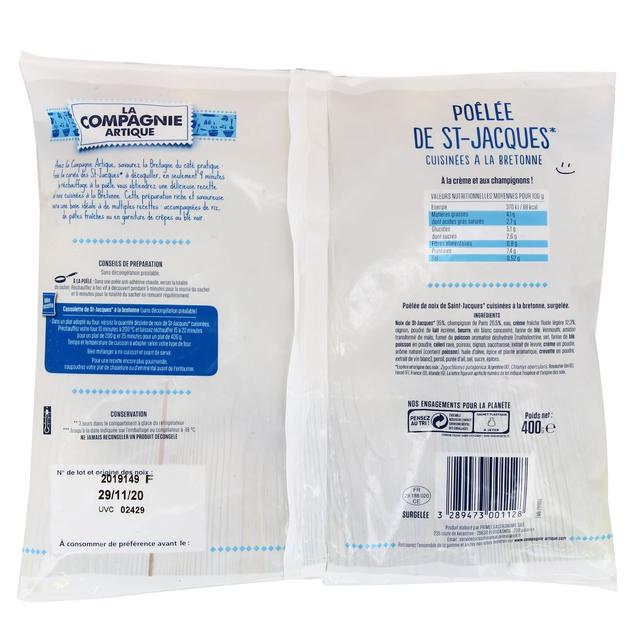 3289473001128 - La Compagnie Artique - Poêlée de Saint Jacques cuisinées à la Bretonne à la crème et champignons